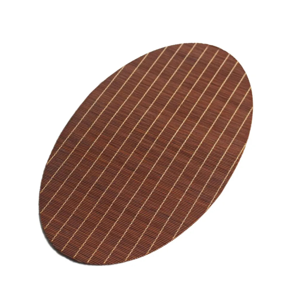Multicolor Bamboo Tea Mat Heat Insulation Anti Scalding Hand-woven Tea Mat Multi-shape Zen Tea Mat Tea Ceremony Supplies Oasis Select ellipse-coffee