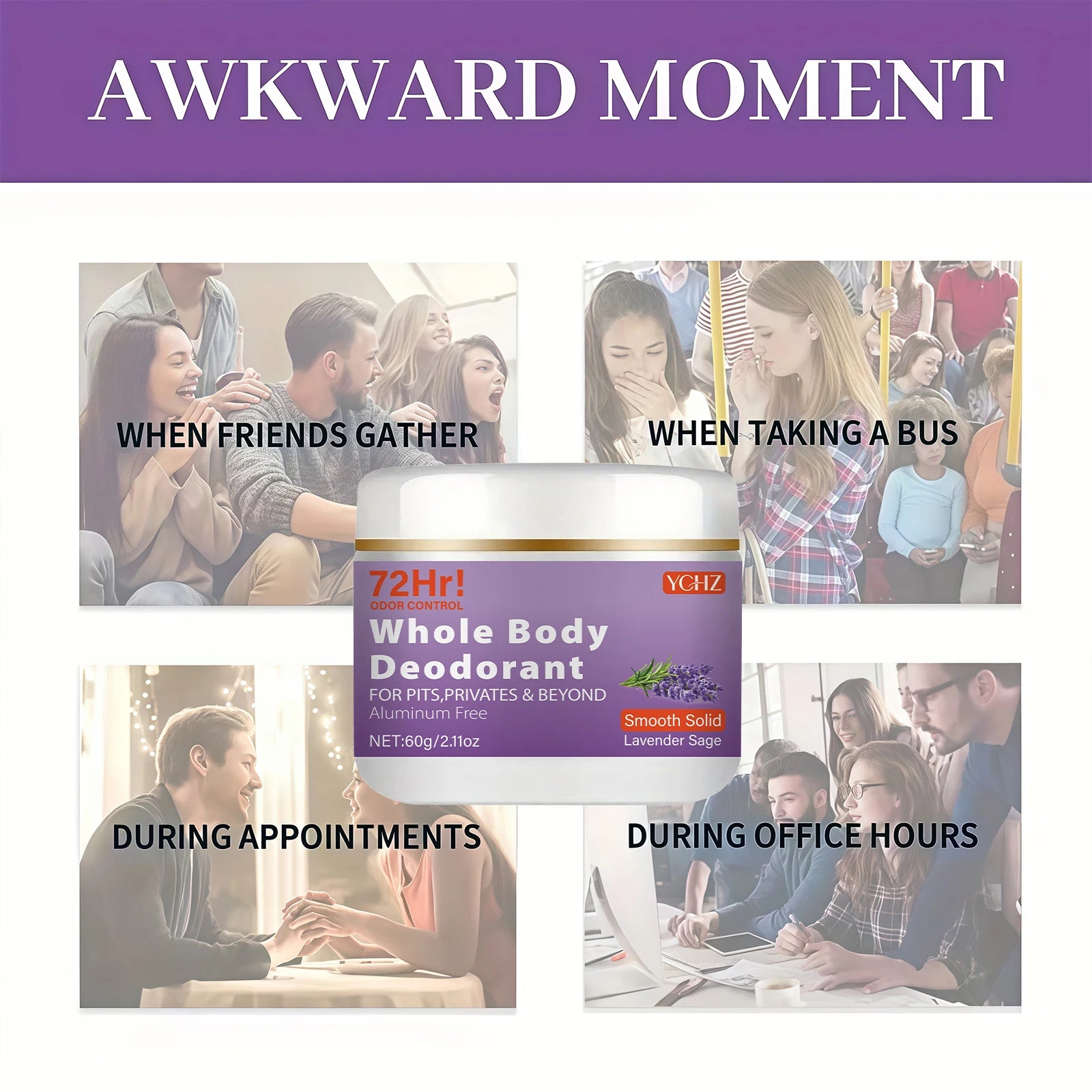 YCHZ Lavender & Sage Aluminum-Free 72-Hour Vegan Deodorant