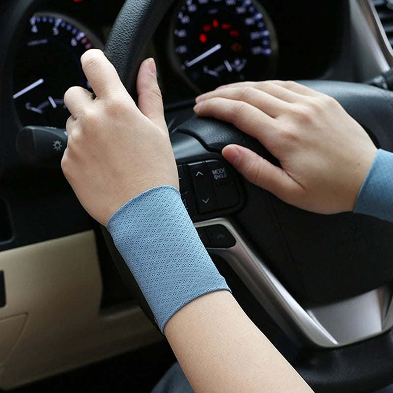 1Pair Elastic Wristband Breathable Summer Ice Silk Cooling Sweat-absorbent Sports Cycling Running Wrist Straps Oasis Select Blue 8cm