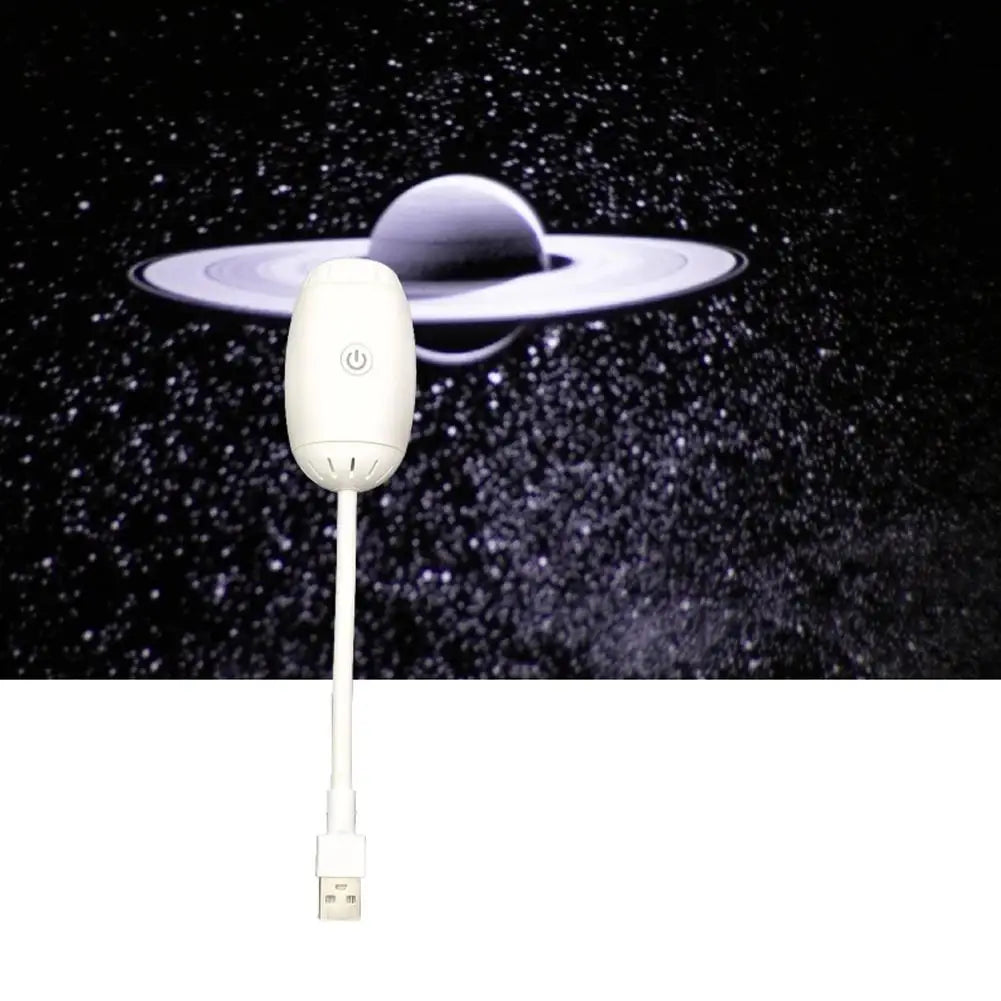 LED Car Atmosphere Projector Light Mini Galaxy Starry Sky Ambient Lamp Romantic Saturn Star Light for Bedroom Car Roof Decor Oasis Select White Saturn