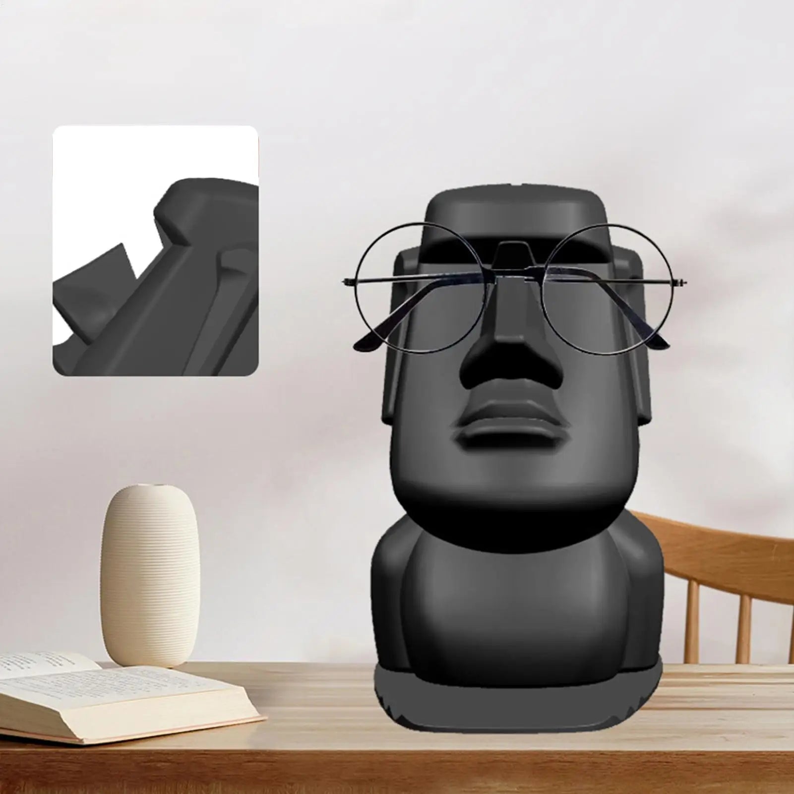 Funny Eyeglass Holder Easter Island Sculpture Sunglass Holder Home Table Ornament Sculpture Multifunctional Mobile Phone Cradle Oasis Select