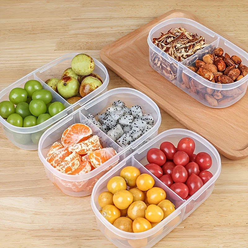 Dual Compartment Food Storage Container Plastic Sealed Easy Clean Reusable for Spices Herbs Lunch Kitchen Camping Office Oasis Select