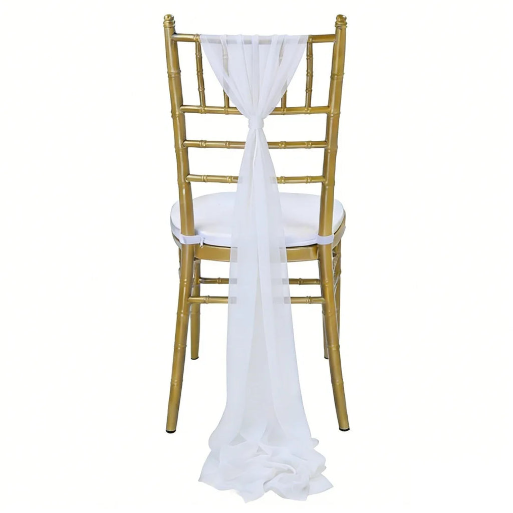 Wedding Chair Sash Beauty Tulle Polyester Streamer Hotel Banquet Decoration Chair Cover Tie Ribbon Bow Oasis Select White