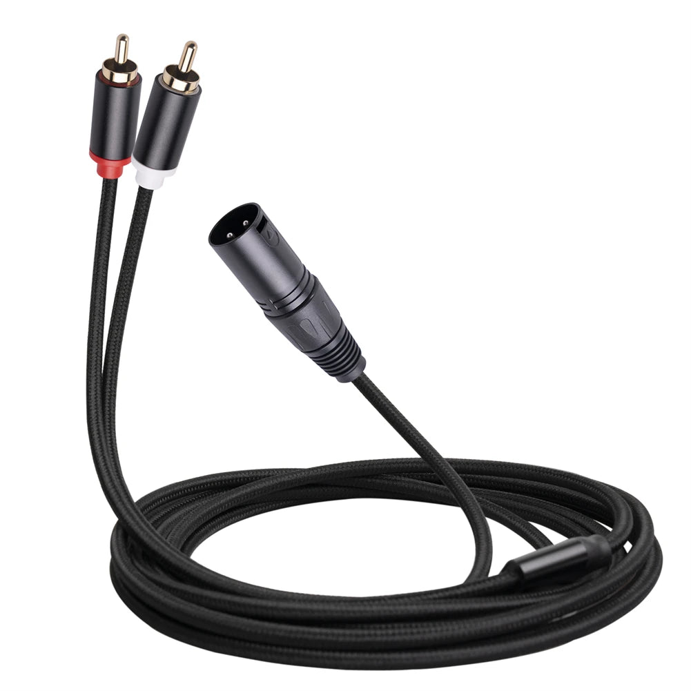 3-Pin XLR Male To 2-RCA Male Microphone Audio Cable Y Adapter Converter 1M 2M Canon Public To Double RCA Public Mixer Lotus Oasis Select