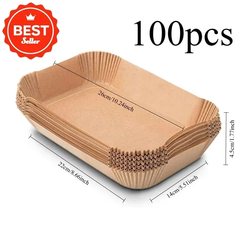 Disposable Air Fryer Paper Non-Stick Kitchen Baking Airfryer Mat Oilproof Micro-wave Barbecue Pad Baking Paper Liner Accessories Oasis Select 100PCS