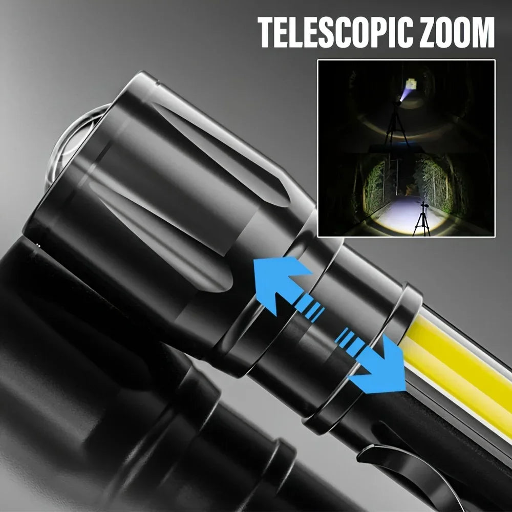 LED Strong Light Flashlight Rechargeable Multi functional for Long Range Portable Outdoor Home Mini Flashlight Cap Clip Light Oasis Select