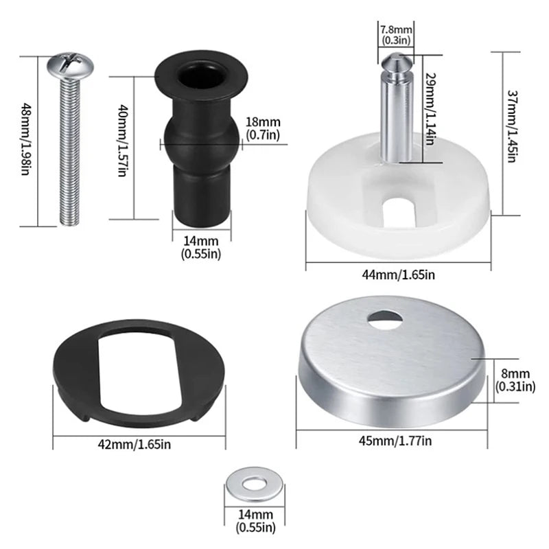 2Pcs Toilet Seat Hinges Expanding Top Portable Quick Release Hinges Fittings For Replacement Accessories Bathroom Oasis Select