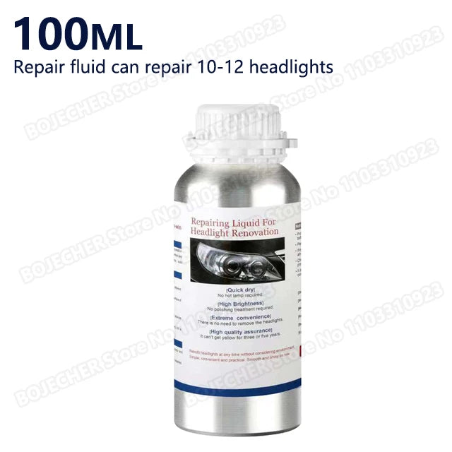 Car Headlight Polishing Kit 100ML/50ML Headlight Restoration Liquid Polymer Headlamp Renovation Repair Clean Kit Automobile Tool Oasis Select 100ML Repair Fluid