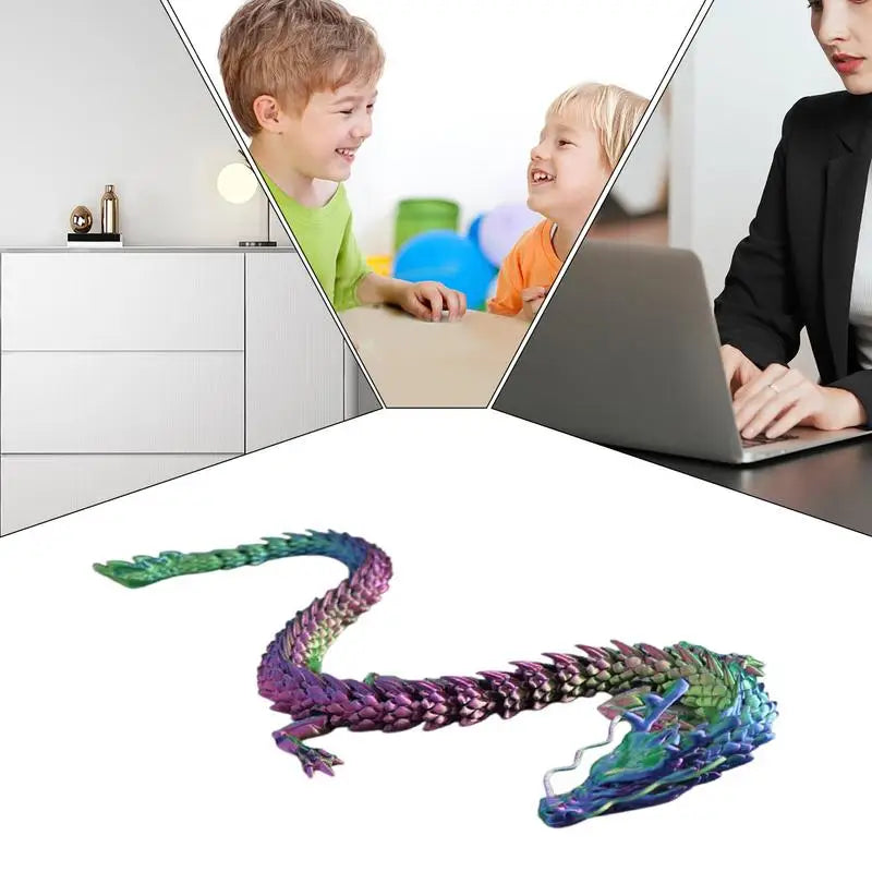 Articulated Dragon 3D Printed Flexible Joint 3D Printed Dragon Dragon Models 3D Printing Stuff Gradient Fantasy Animal Figurines Oasis Select