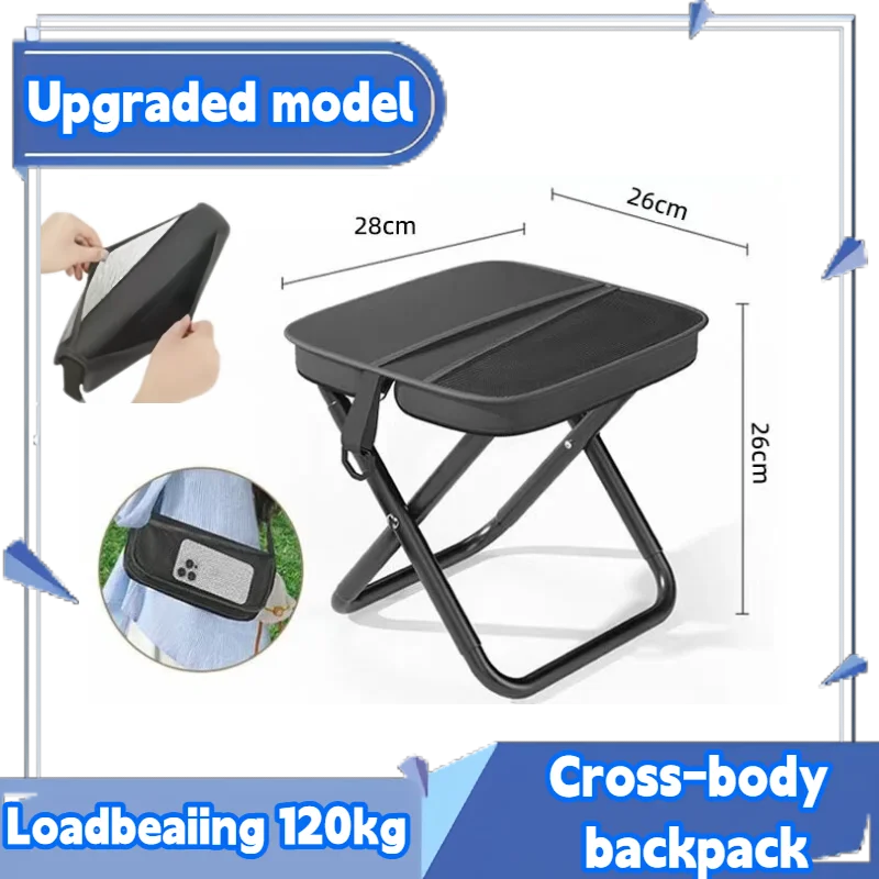 Home Low Stools, Outdoor Folding Stools, Hand in Hand with Bags, Mazha, Tourism, Camping, Fishing, Train Queues, Small Stools Oasis Select 1PCS-Upgraded model