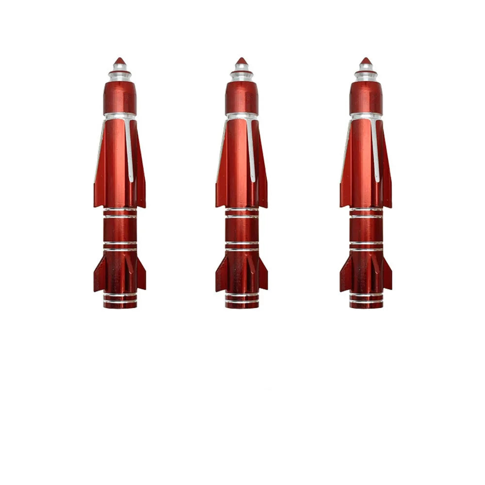 4Pcs 70mm Rocket Valve Caps, Aluminum Alloy Dustproof and Waterproof Tire Valve Stem Caps, for Cars, Trucks and Motorcycles Oasis Select Red-4Pcs