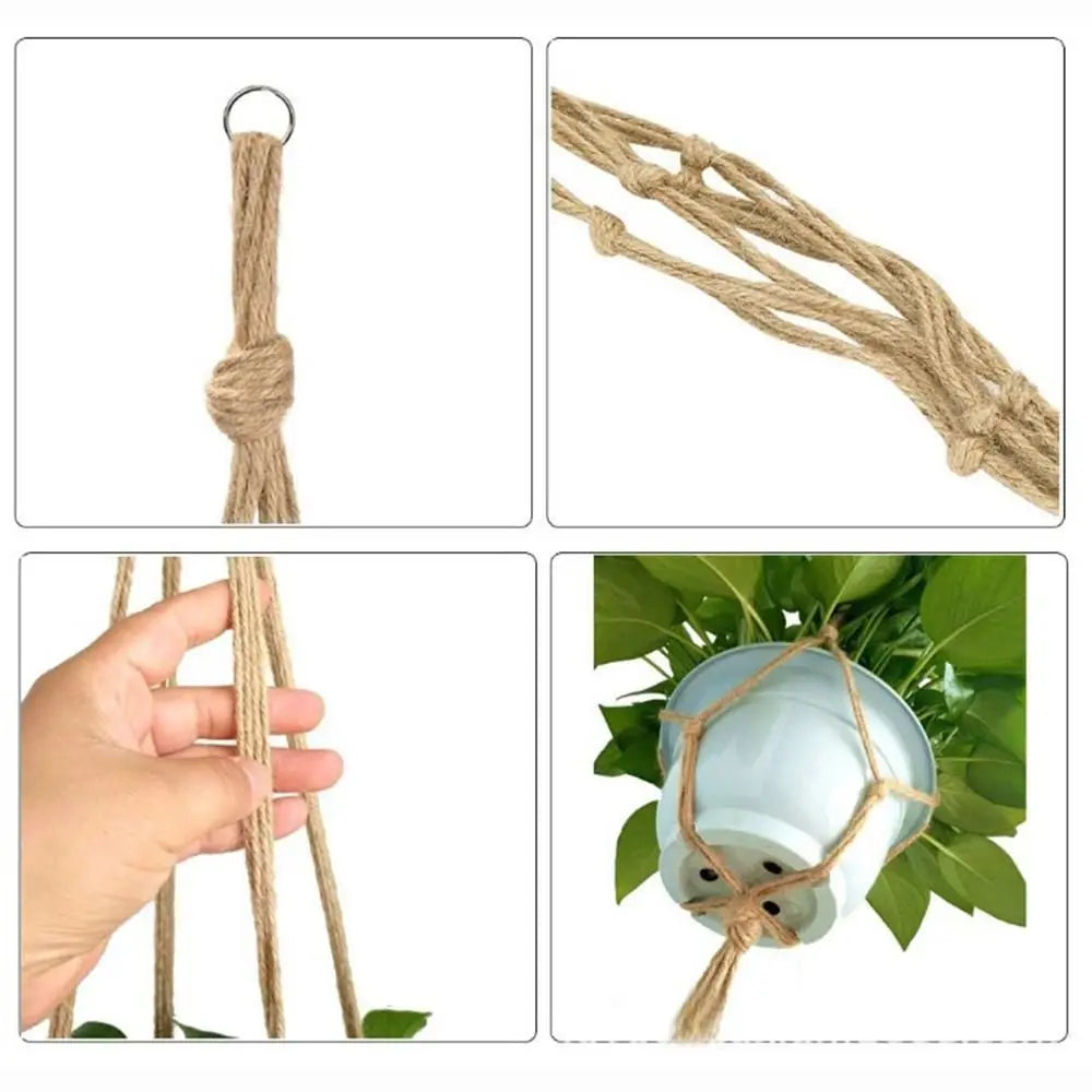 Flowerpot Hanging Knotted Vintage Lifting Rope Plant Hanger Oasis Select