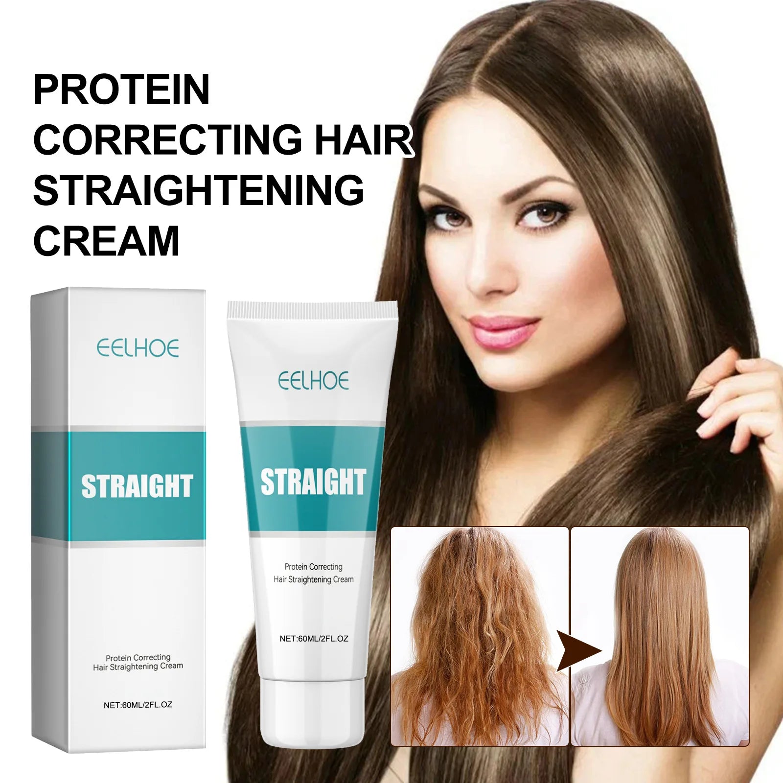 Protein Correcting Hair Straightening Cream Keratin Smoothing Hair Treatment Nourishing Repair Soften Curly Hair Conditioner Set Oasis Select