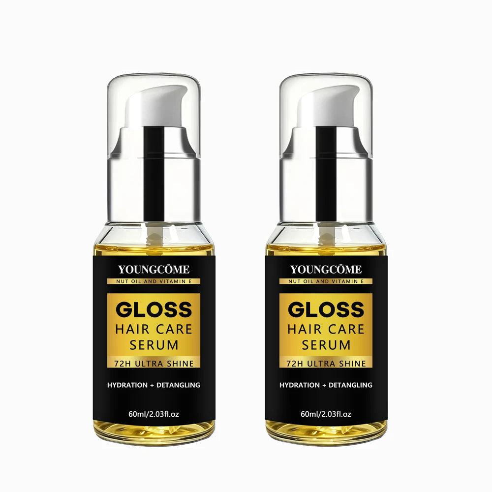 YOUNGCOME Nut Oil & Vitamin E Hair Serum | 72H Shine & Frizz Control Leave-In Hair Serum Oasis Select 60ml-2pcs