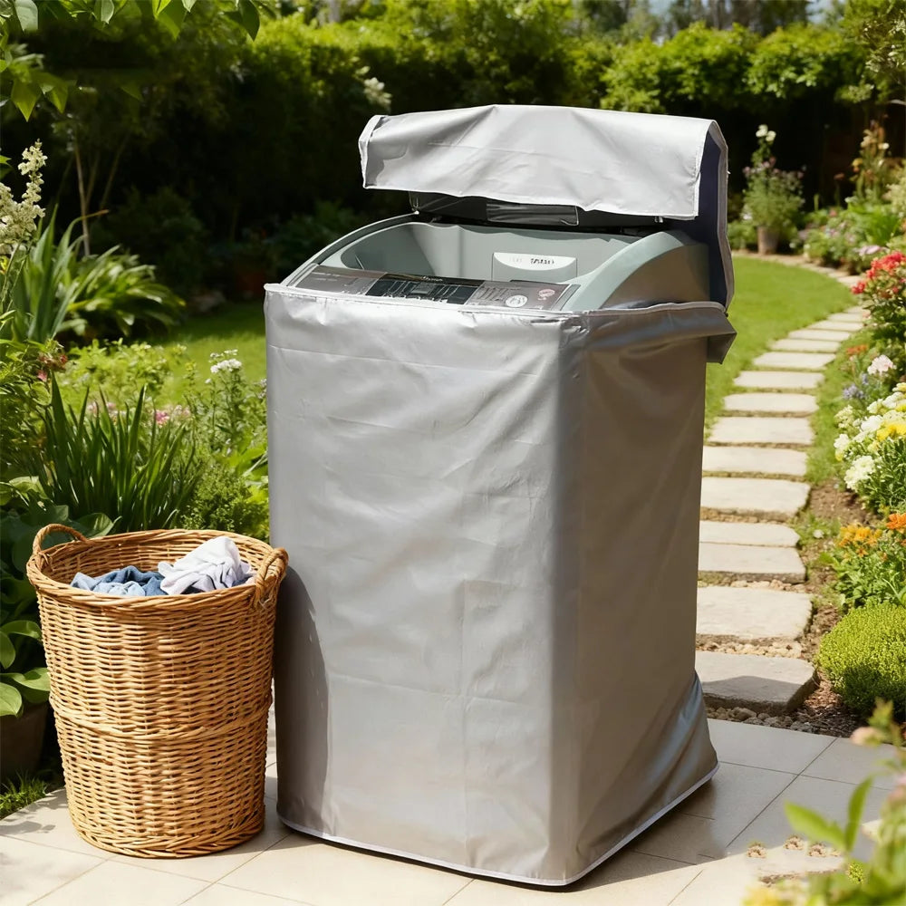 Waterproof Top Load Washing Machine Cover, Sunproof Dustproof Silver Coated Fabric, All-Weather Protection for Outdoor Balcony Oasis Select