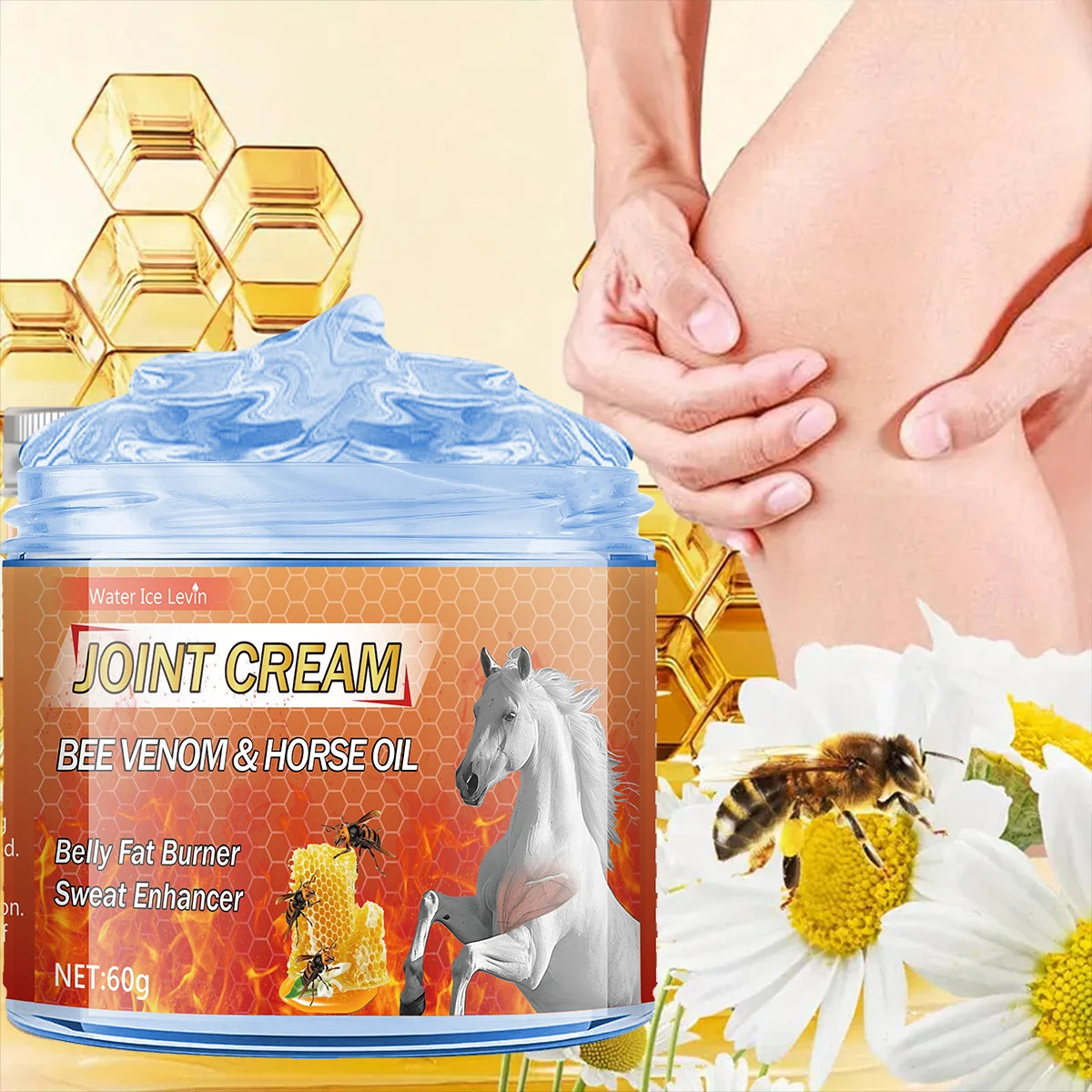 Bee Venom & Horse Oil Joint Cream - Moisturizing Formula with Ginger, Chamomile, and Arnica Extracts, Suitable for Knees, Back, Shoulders, and Neck Muscles - 60g Oasis Select