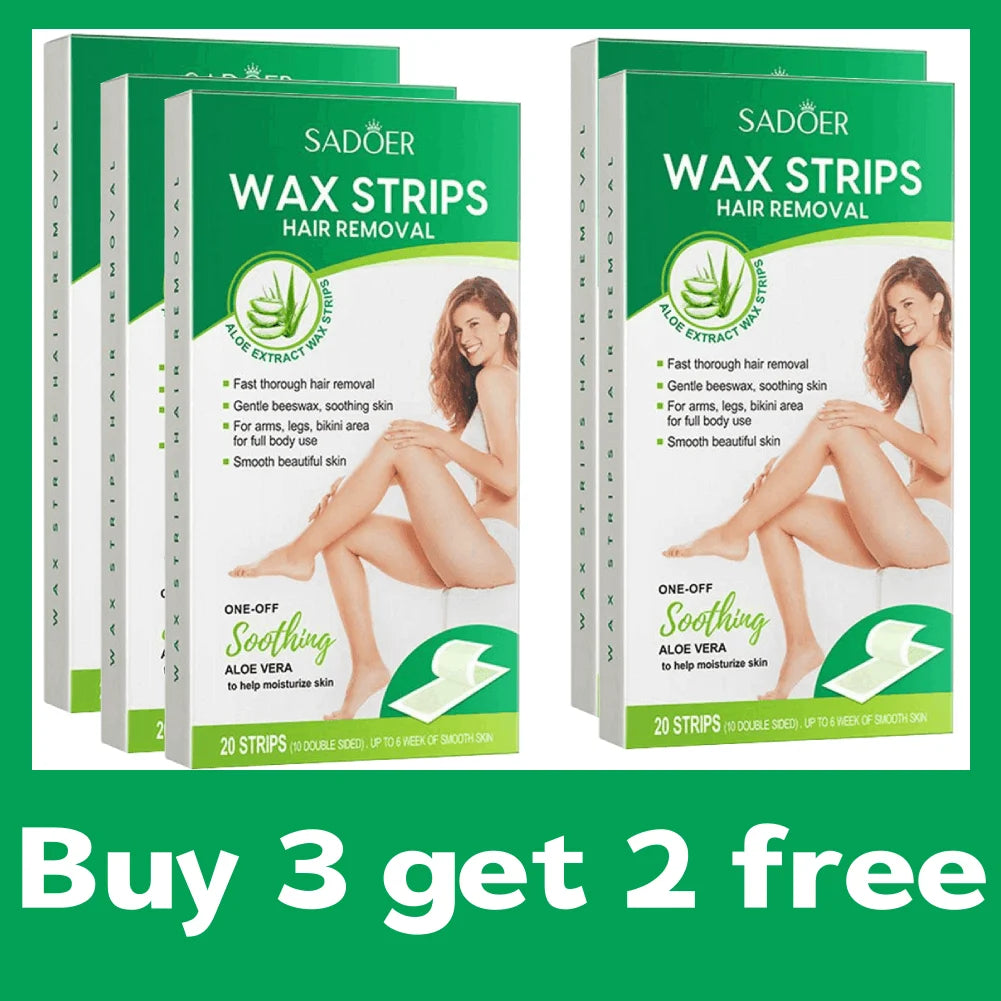 20PCS Gentle Aloe Vera Fast Hair Removal Wax Strips Waxing Wipe Sticker Professional Facial Body Leg Lip Hairs Remove Wax Paper Oasis Select C