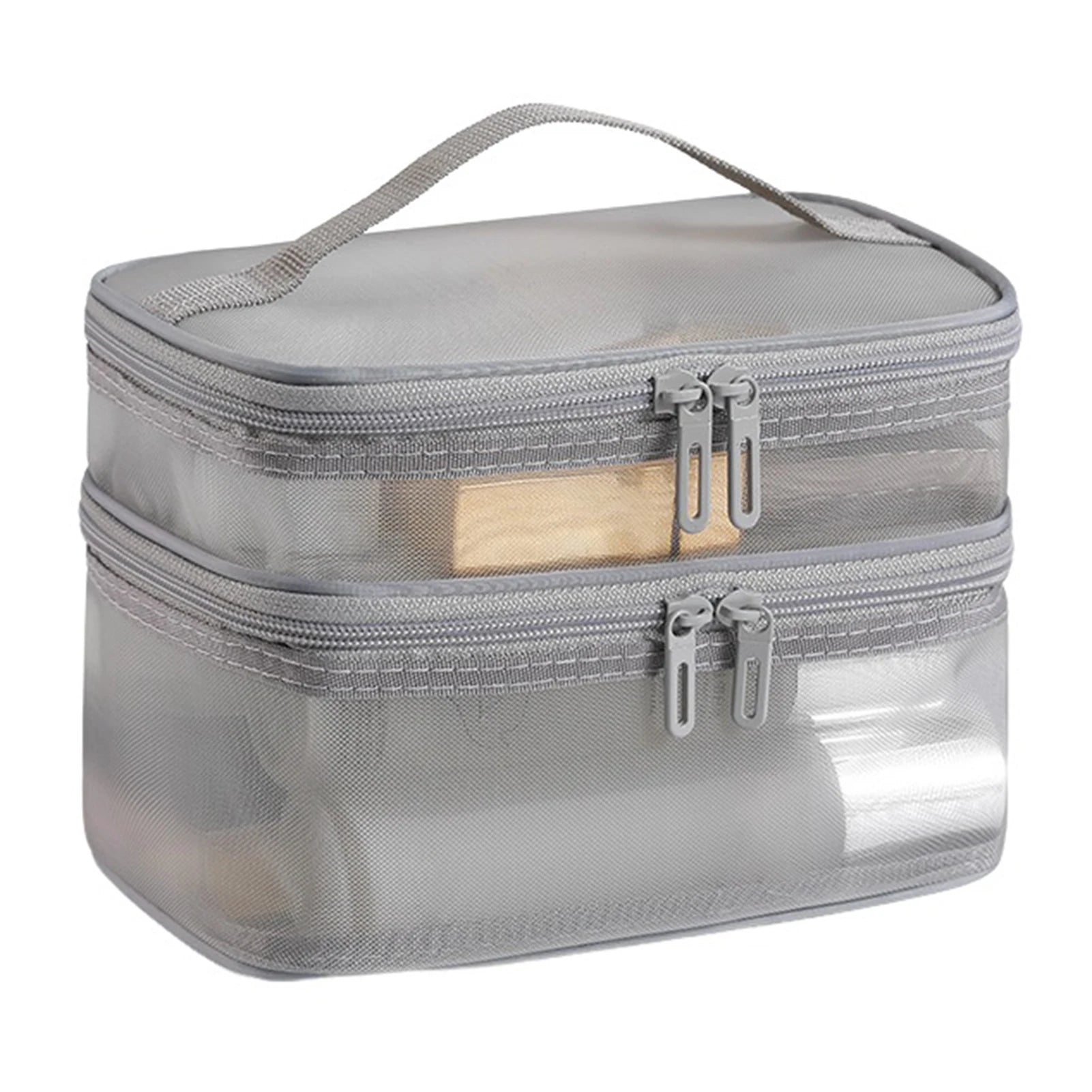 Double Layer Mesh Cosmetic Bag – Large Travel Makeup Organiser