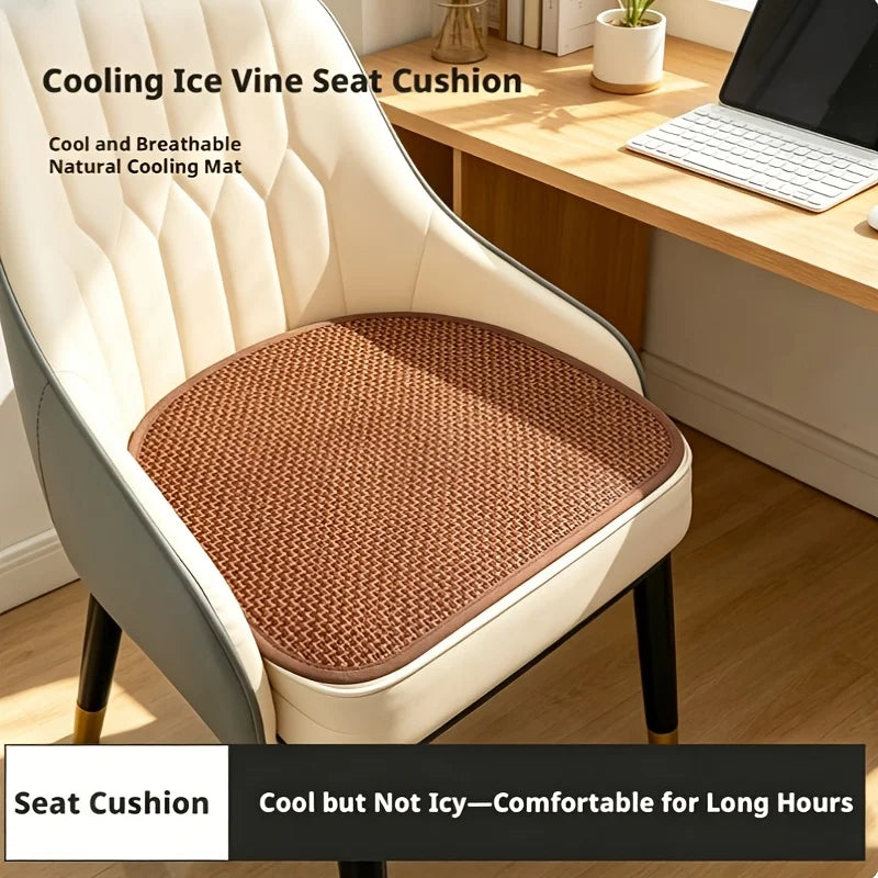 Ice Rattan Breathable Cool Cushion, Non-slip Sweat Resistant Chair Mat, Universal Summer Cooling Seat Pad for Home Office Car Oasis Select