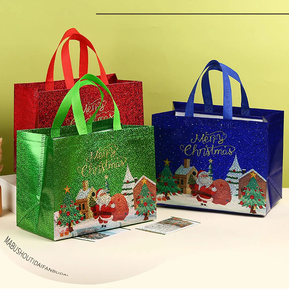Christmas Non-Woven Tote Gift Bag | Santa & Xmas Tree