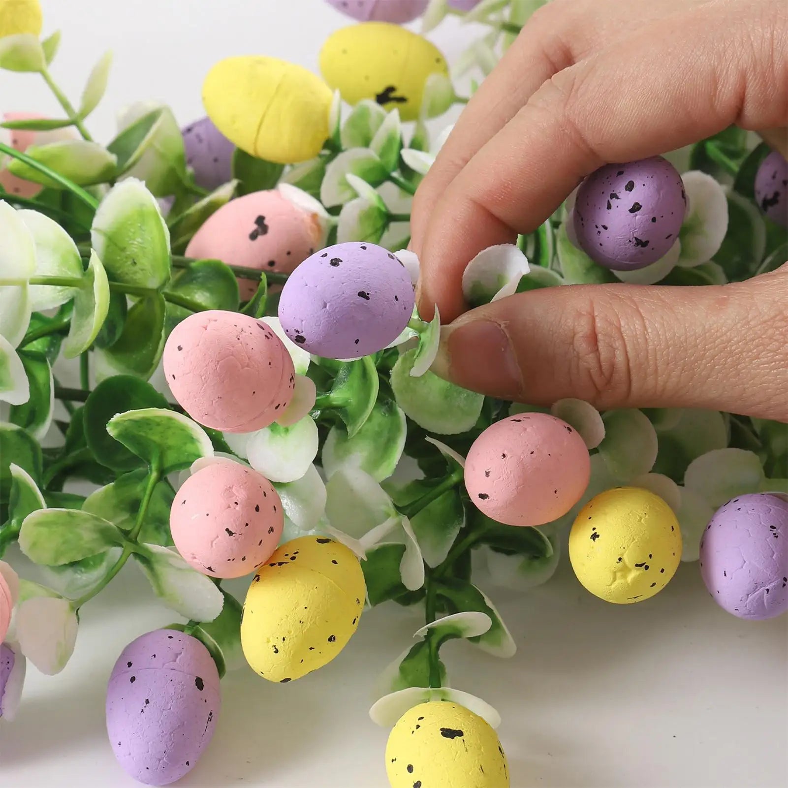 2Pcs Easter Egg Garland For Mantle Spring Vine Flower Easter Garland Multi Colored Artificial Hanging Wall Decor For Tree Decor Oasis Select