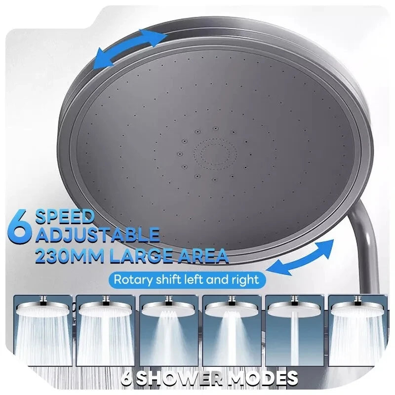 6 Modes Rainfall Shower Head Bathroom High Pressure Top Rain Shower Heads Shower Faucet Accessories With Filter Oasis Select