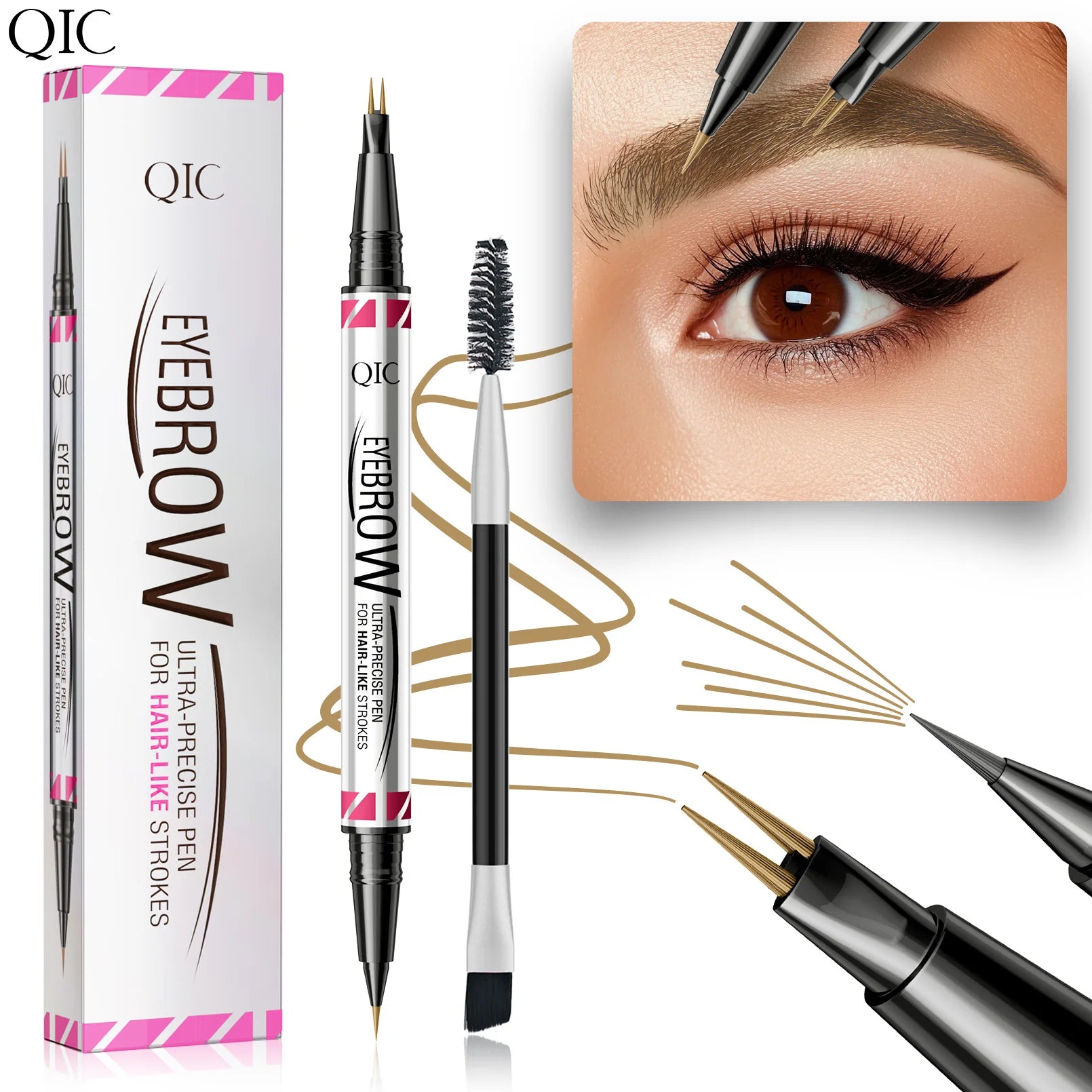 QIC Waterproof Micro Blade Eyebrow Pencil & Liquid Brow Marker