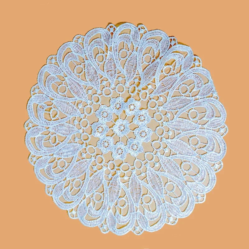 20cm Cotton Crochet Table Placemat French Embroidered Lace Coaster Cloth Coffee Mug Dining Mat Pad Wedding Banquet Home Decor Oasis Select Style 4