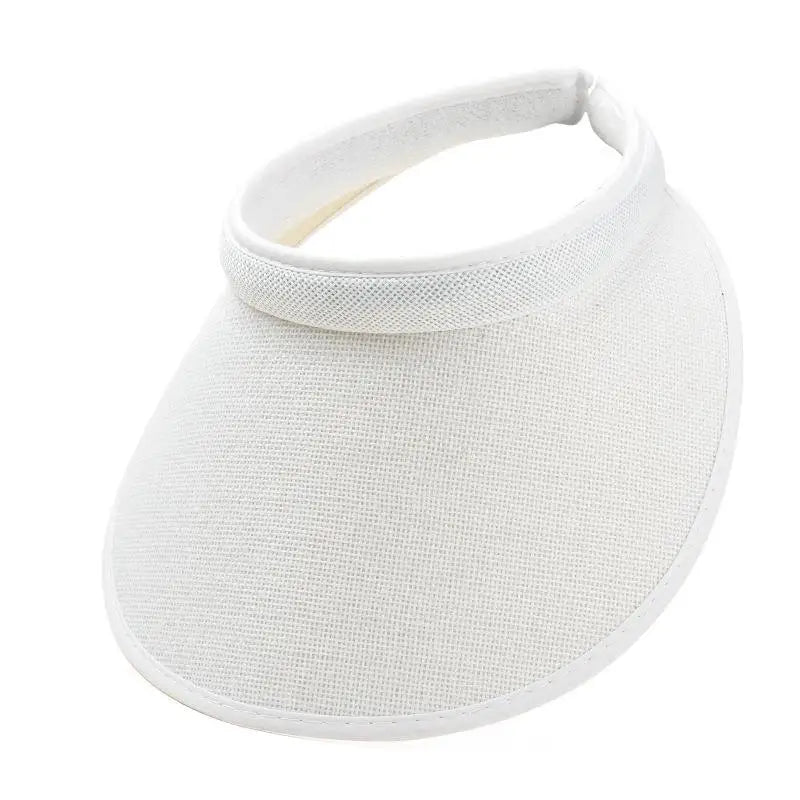 Women's Straw Sun Visor Hat UV Protection Adjustable Empty Top Casual Beach Golf Outdoor Sunshade Cap Oasis Select White