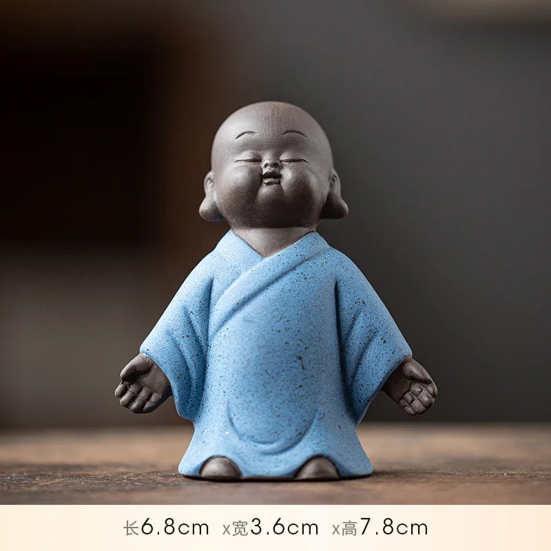 Creative Purple Clay Little Monk Zen Figure Cute Small Novice Desktop Decoration Tea Table Tea Ceremony Tea Pet Ornament Oasis Select 1