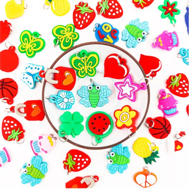 10/30/50Pcs Random Colorful Rubber Loom Band Bracelets Charms For DIY Necklace Toy Pendant Jewelry Making Supplies Accessories Oasis Select