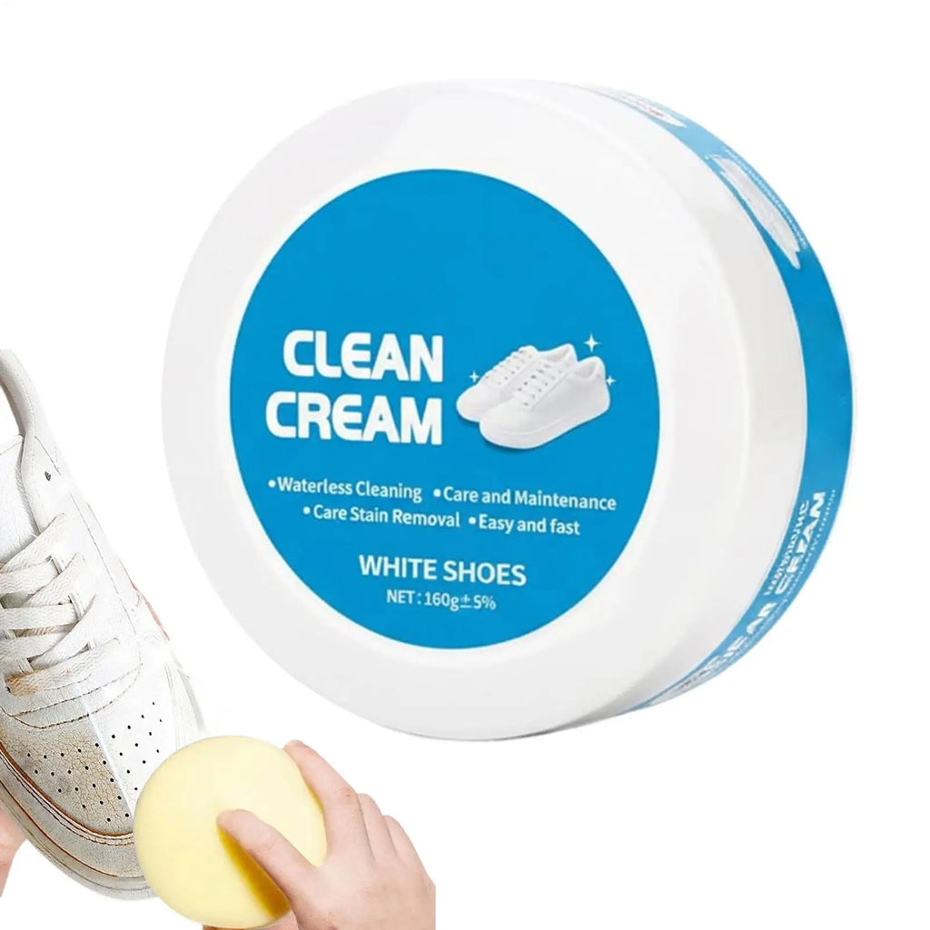 160g White Shoes Cleaning Cream Stains Remover Shoes Whitening All-Purpose Cleansing Cream With Wipe Sponge For Shoes Sneakers Oasis Select