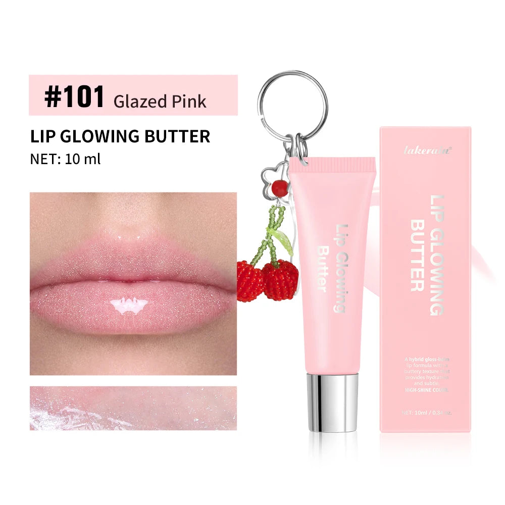 2-in-1 Keychain Lip Gloss | Moisturizing Butter Glowing Lipstick Lip Gloss Keychain Oasis Select 1Glazed Pink