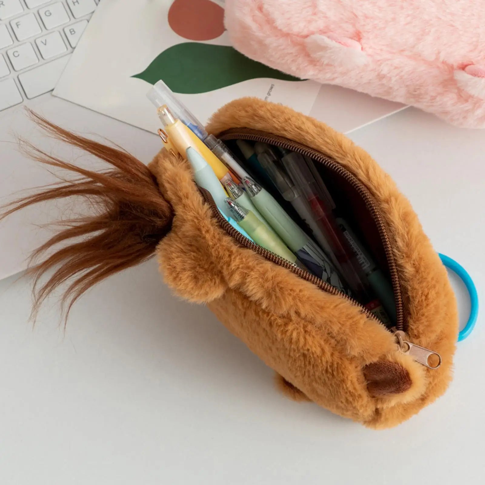 1PC Pencil Case Plush Capybara Pencil Storage Bag Pen Case Multifunction Large Capacity Stationery Pouch Bags Oasis Select