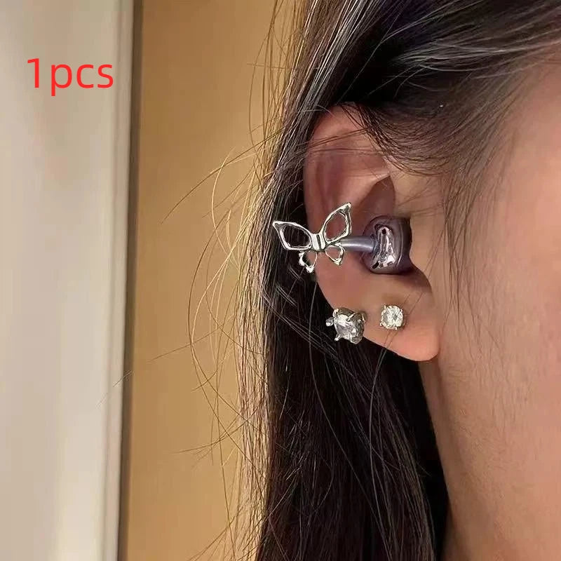 Sparkly Rhinestone Zircon Butterfly Earbud Accessory 1Pc Glitter Bling Decor for Wireless Earbuds Prom Party Outfit Accessory Oasis Select A2