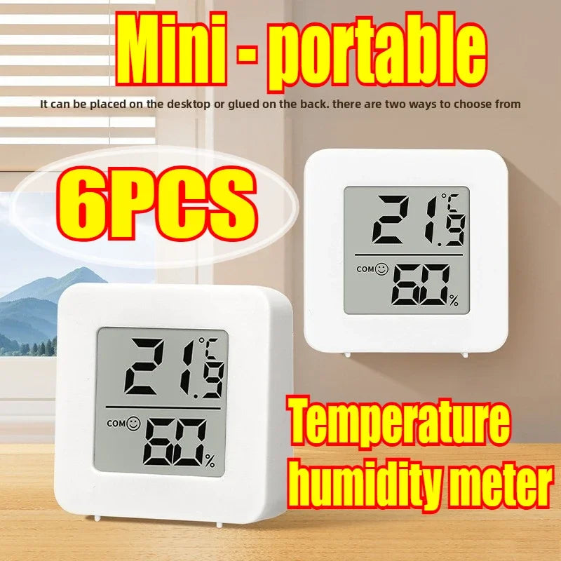 6PCS Mini Digital Thermometer Hygrometer Indoor Temperature LCD Electronic Monitor Hygrometer Outdoor Room Baby Oasis Select