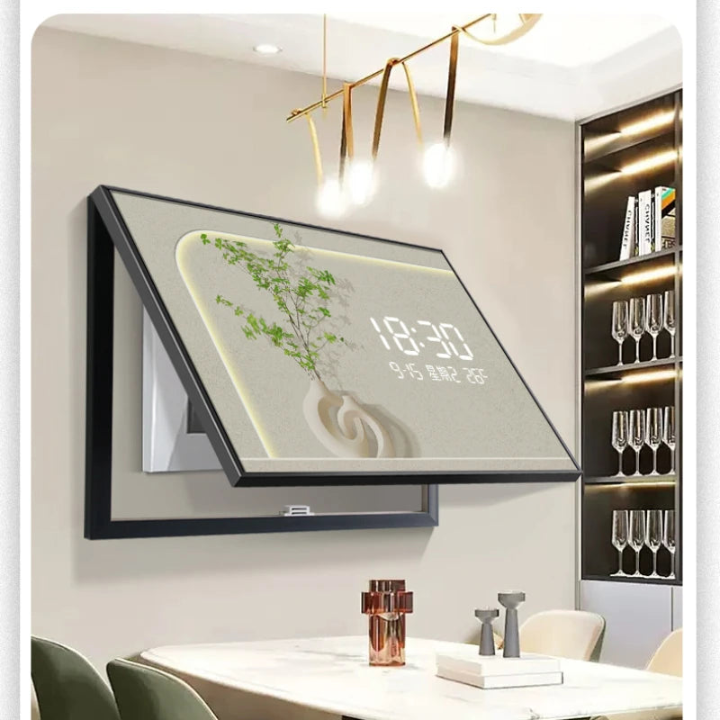 Fresh green plant LED plug-in electric meter box decorative painting no punching switch box block dining room decorative clock Oasis Select