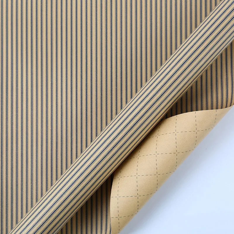 70x50cm Retro Gift Wrapping Paper Blue Grid Wave Sea Star Pattern Bouquet Packaging Paper Men Birthday Gift Packaging Paper Oasis Select F