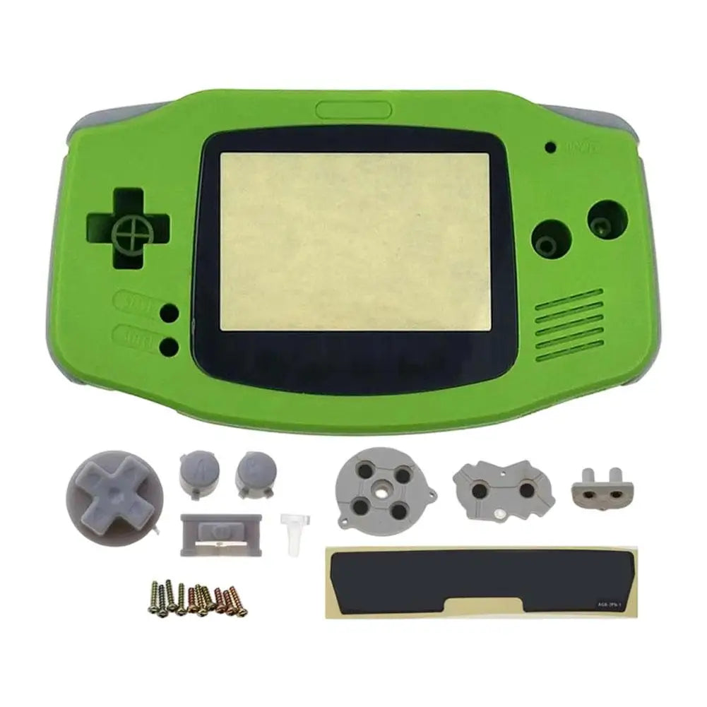 Full Housing Shell Replacement for Game Boy Advance GBA Clear Transparent Custom Case Cover Buttons Screws Full Set DIY Repair Oasis Select Green
