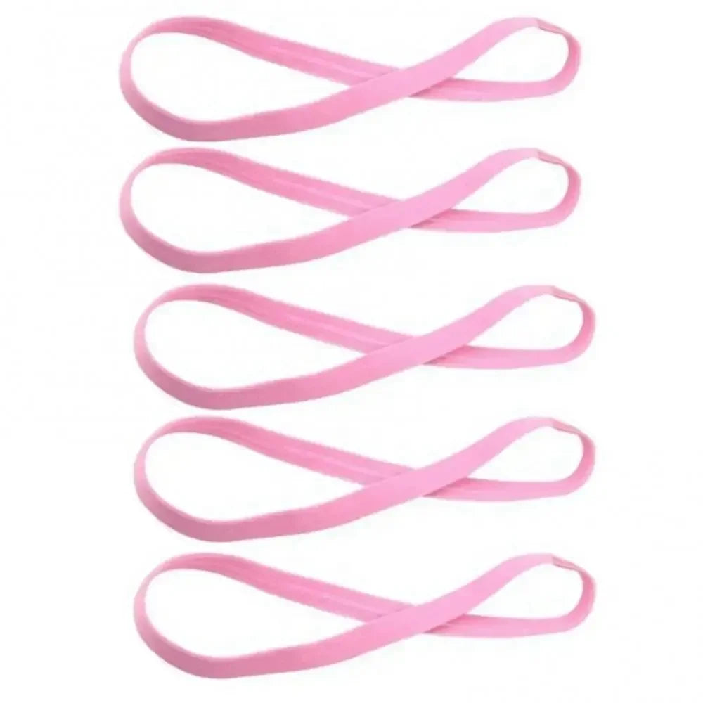 5Pcs Candy Color Women Men Yoga Hair Bands Sports Headband Girls Sport Anti-slip Elastic Rubber Sweatband Football Running Oasis Select Pink