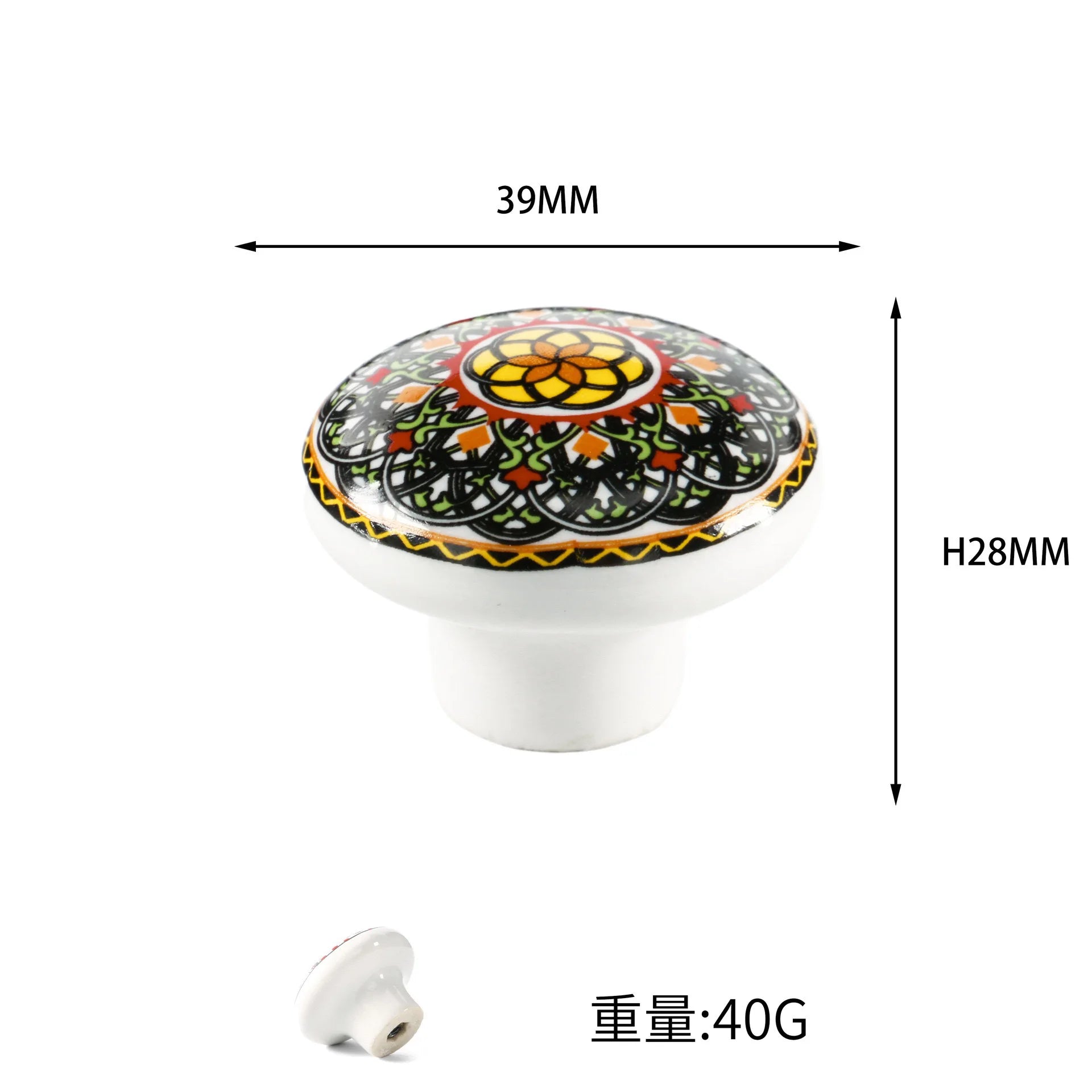 Bohemian Style Ceramic Knob 1pcs, Antique Metal Finish Screw In Pull Handles for Cabinet Doors and Drawer Oasis Select Transparent
