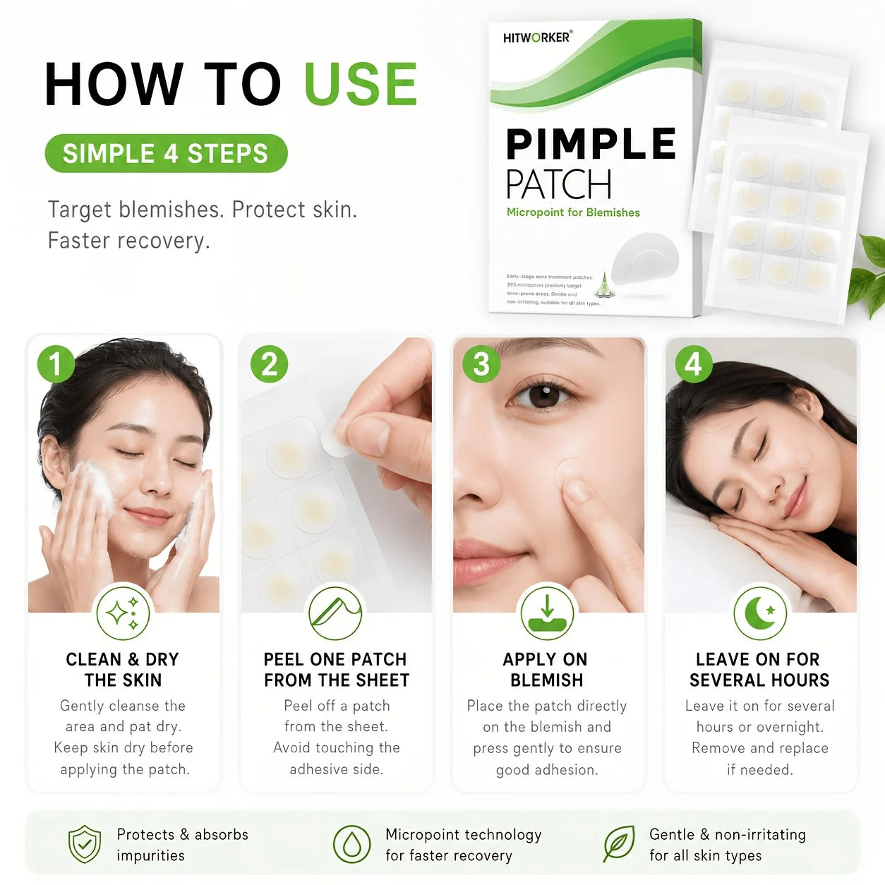 12/24pcs tea tree oil facial hydrogel acne patch, ultra-thin waterproof acne patch stickers, suitable for all skin types Oasis Select