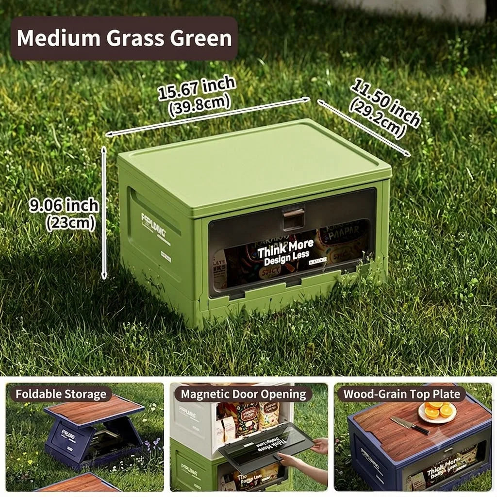 Outdoor camping revenue box with side-opening large-sized tent cover folding box for vehicle trunk organization and storage Oasis Select green