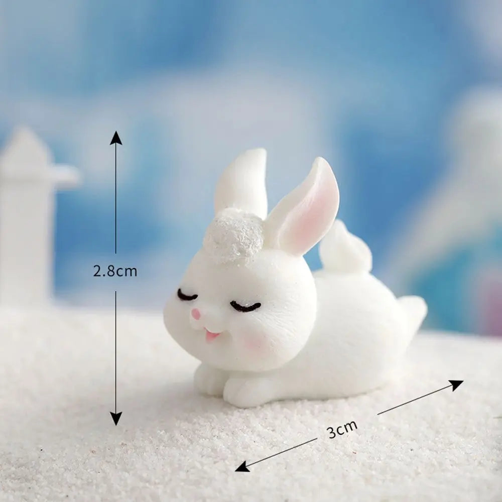Snowman Bunny Resin Figurine | Micro Landscape Christmas Ornament