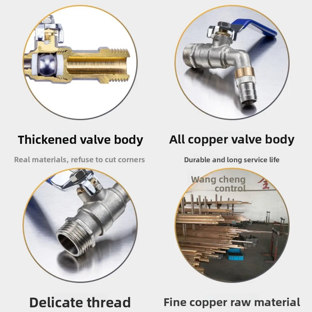 Blue Industrial and Home Irrigation Zinc Alloy Garden Bibcocks with Dual Nipple and Outdoor Balcony Faucet Bathroom Faucet Oasis Select