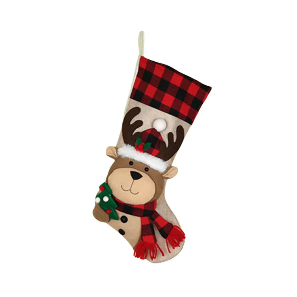 3D Plush Designs Christmas Stocking Charming Holiday Characters Spacious Capacity For Kids Christmas Stocking For Kids Oasis Select deer China Mainland