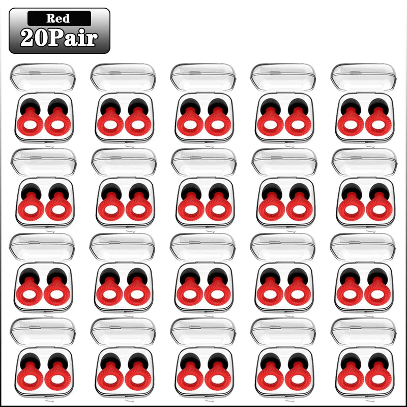 20Pairs Soundproof Silicone Sleep Anti-sound Earplugs Sleep Sleep Special Anti-noise Learning Ear Plugs Noise Cancelling Earplug Oasis Select Red-20Pairs