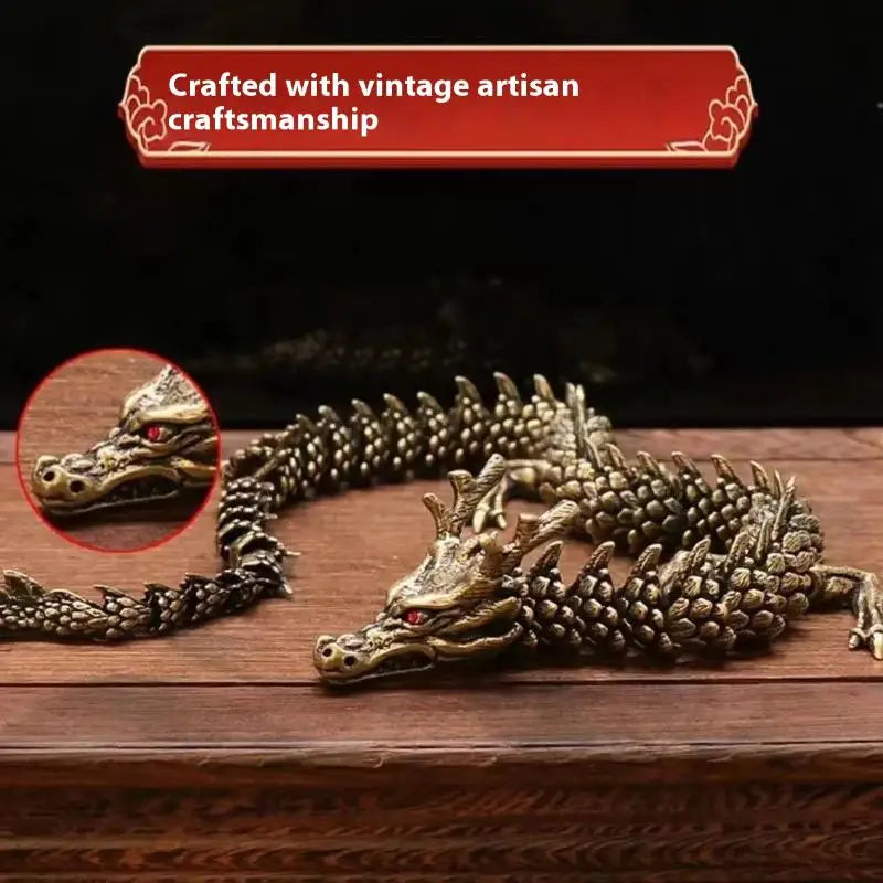 1Pcs Moveable Body Joints Antique Alloy Lucky Dragon Desktop Office Crafts 3D Dragon Statue Ornament Home Decoration Gifts Oasis Select