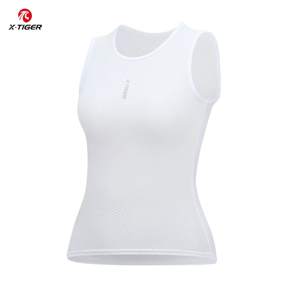 X-TIGER Women's Cycling Base Layer Top Sleeveless Summer Breathable Mesh Road Bike Vest Quick Dry Sports Cycling Underwear Oasis Select XW-WS-39302 XL