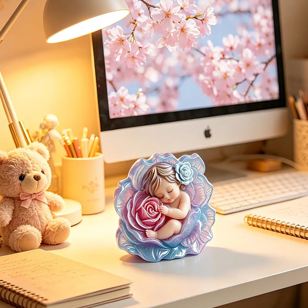 3D Sleeping Baby Rose Flower Silicone Candle Mold DIY Aromatherapy Gypsum Soap Resin Mould Handmade Craft Home Decor Oasis Select